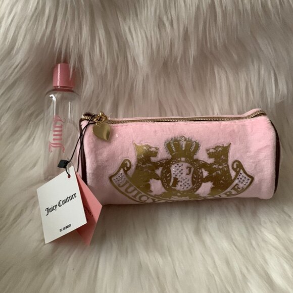 Juicy Couture Handbags - JUICY COUTURE Velour Small Barrel Cosmetic Case with Toiletry Bottle